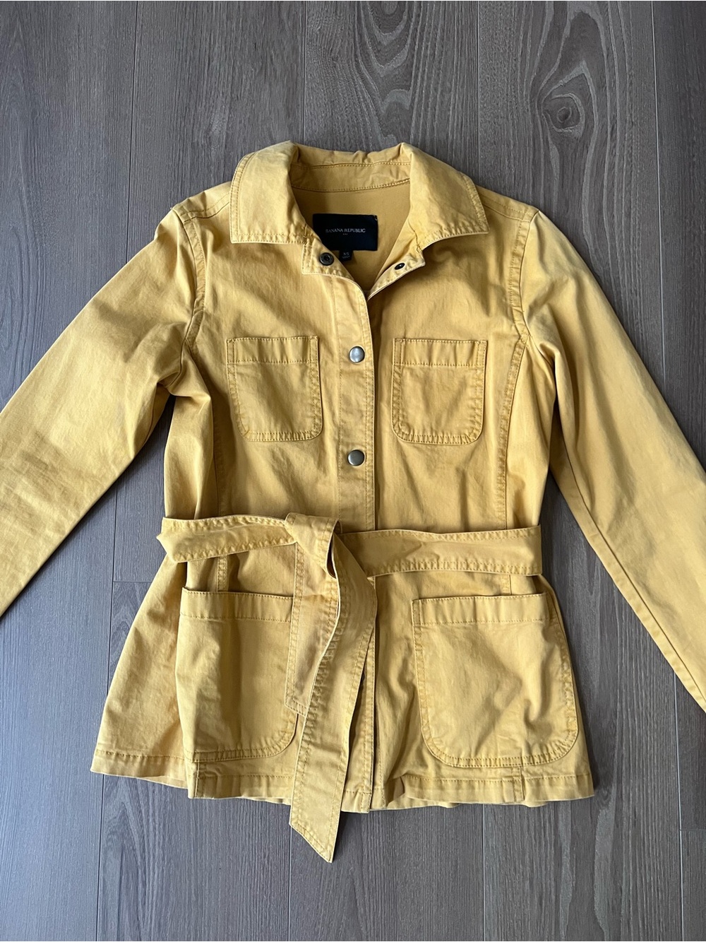 Banana Republic Mustard Yellow Utility Belted Tie Jacket XS - Picture 2 of 4